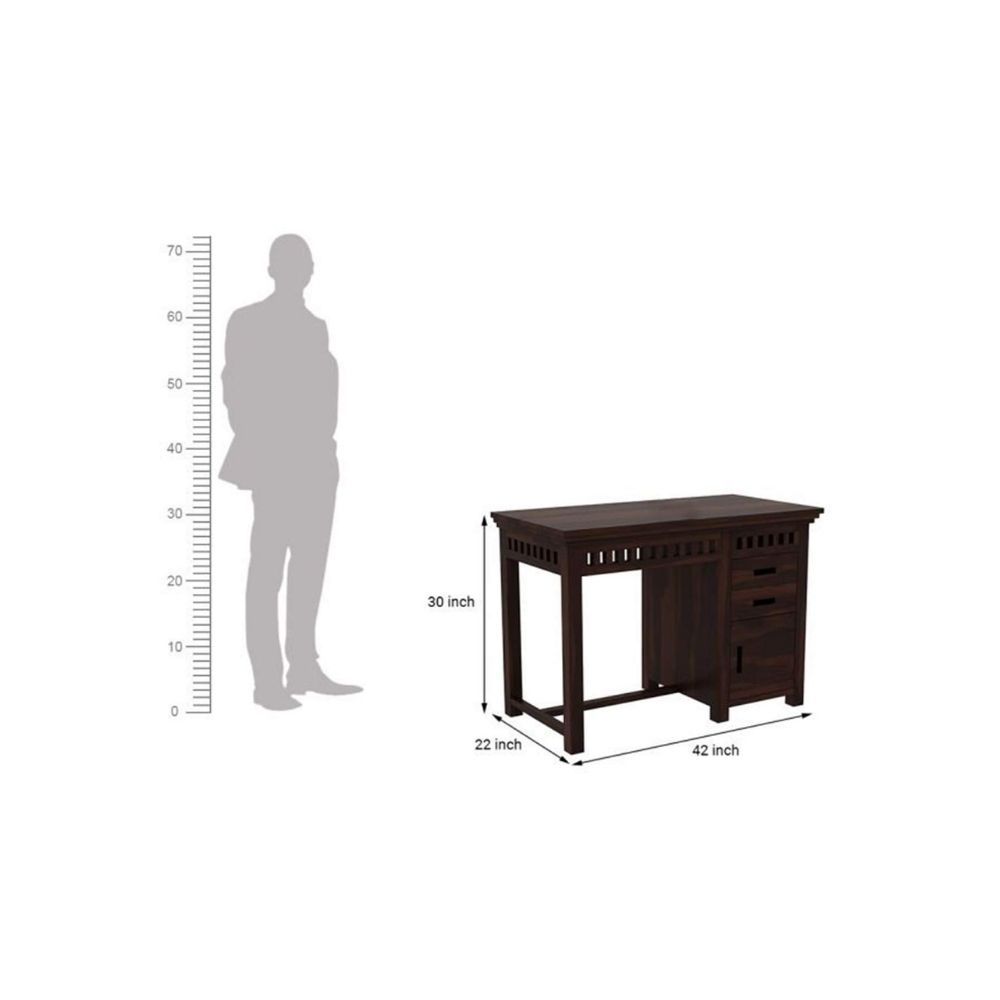 Aaram By Zebrs Modern Furniture Sheesham Wood Study Table with 2 Drawers & Cabinet for Home Writing Office Desk, Laptop Desk (Brown)