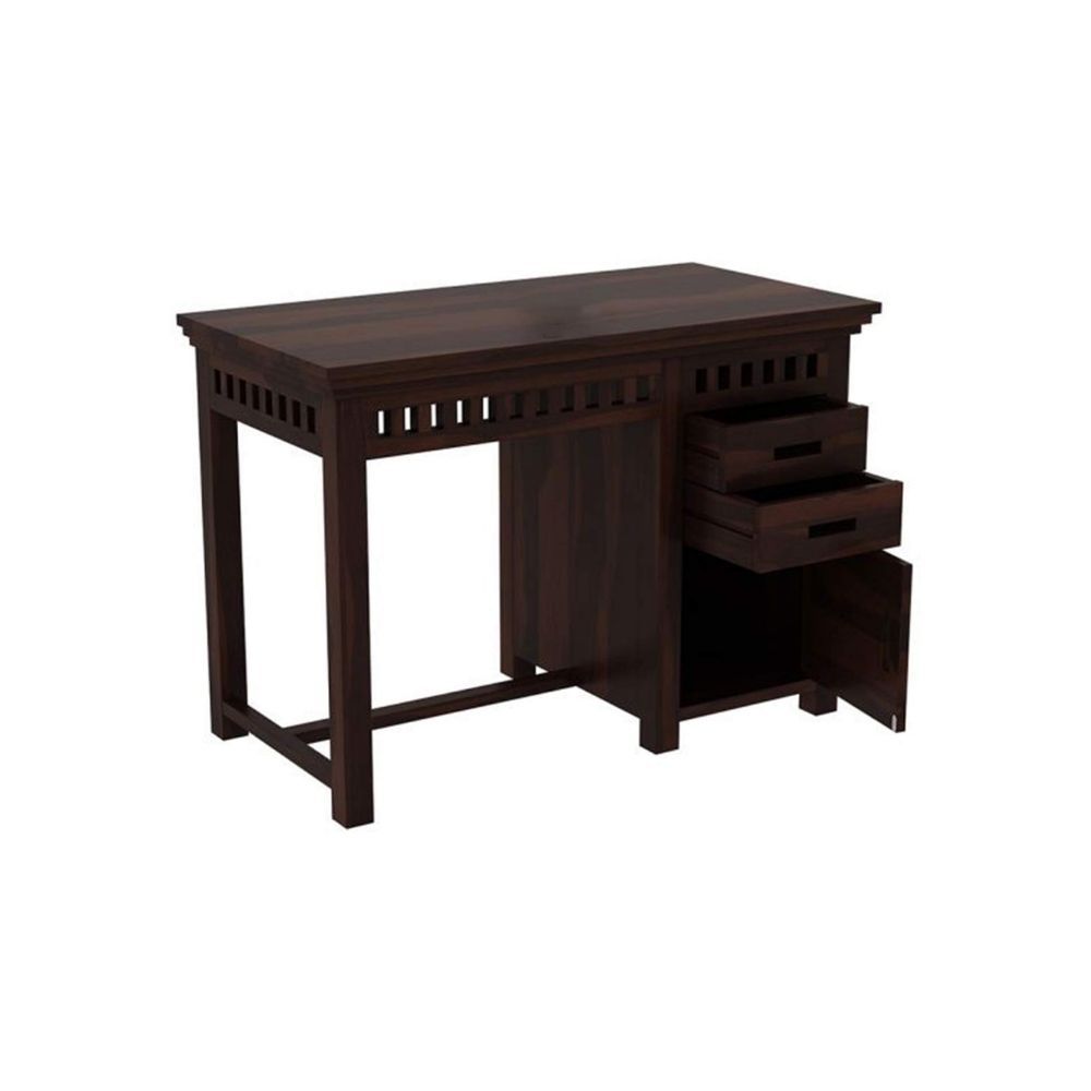 Aaram By Zebrs Modern Furniture Sheesham Wood Study Table with 2 Drawers & Cabinet for Home Writing Office Desk, Laptop Desk (Brown)
