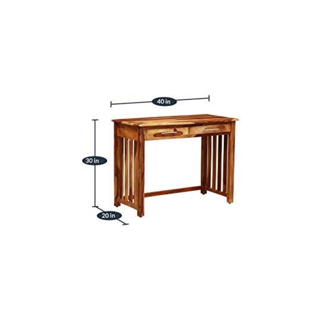 Aaram By Zebrs Modern Furniture Sheesham Wood Study Table with 2 Drawers Storage for Home Writing Office Desk Computer Table, Laptop Desk (Natural Finish)