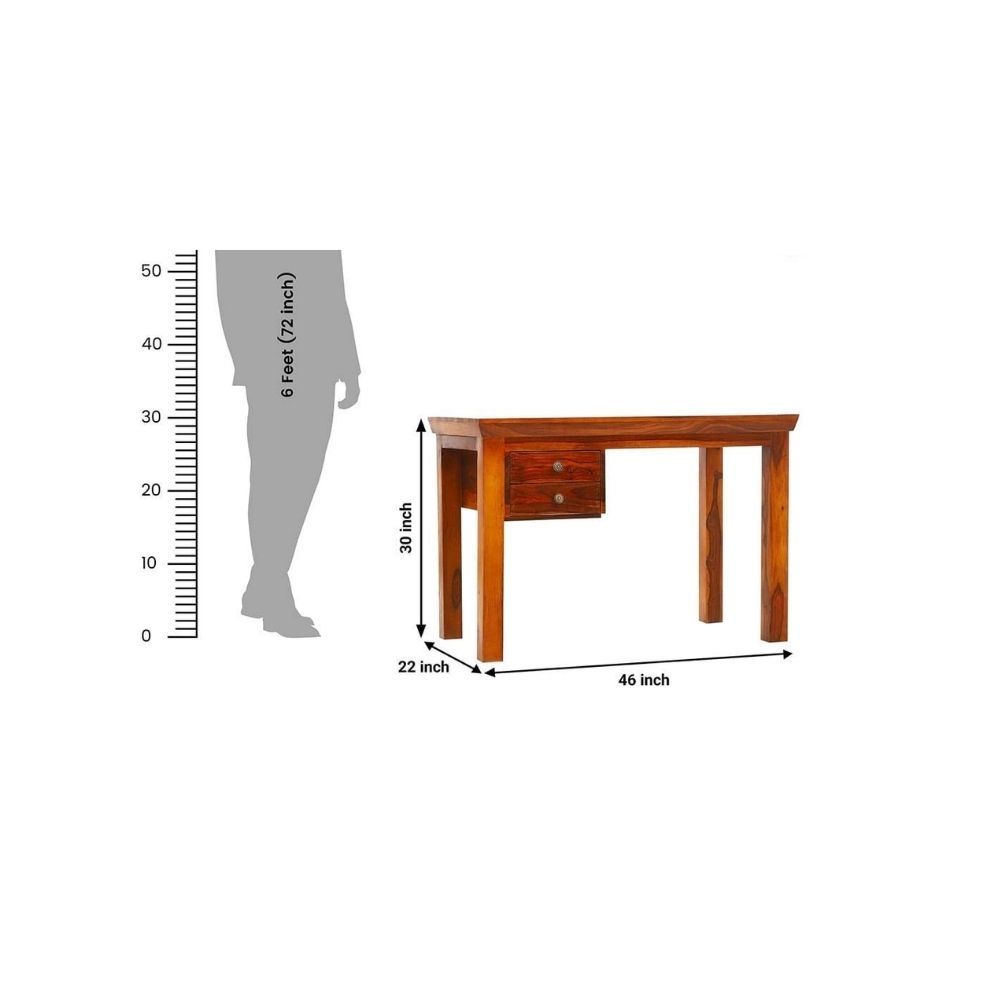 Aaram By Zebrs Modern Furniture Sheesham Wood Study Table with Chair | Study Table with 2 Drawers Storage | Laptop Desk