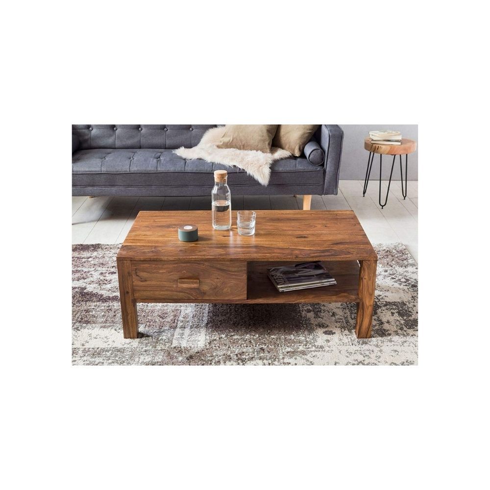 Aaram By Zebrs Modern Furniture Sheesham Wooden Center Coffee Table with Drawer & Shelf Storage for Home Living Room | Wooden Coffee Table