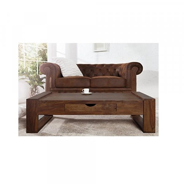Aaram By Zebrs Modern Furniture Sheesham Wooden Center Table/Coffee Table with Drawer Storage for Home Living Room (Natural Teak)