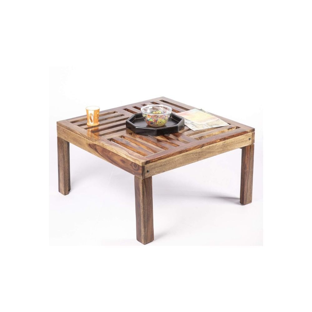 Aaram By Zebrs Modern Furniture Solid Indian Wood Center Table/Coffee Table/Tea Table,for Home Living Room (Natural Finish)