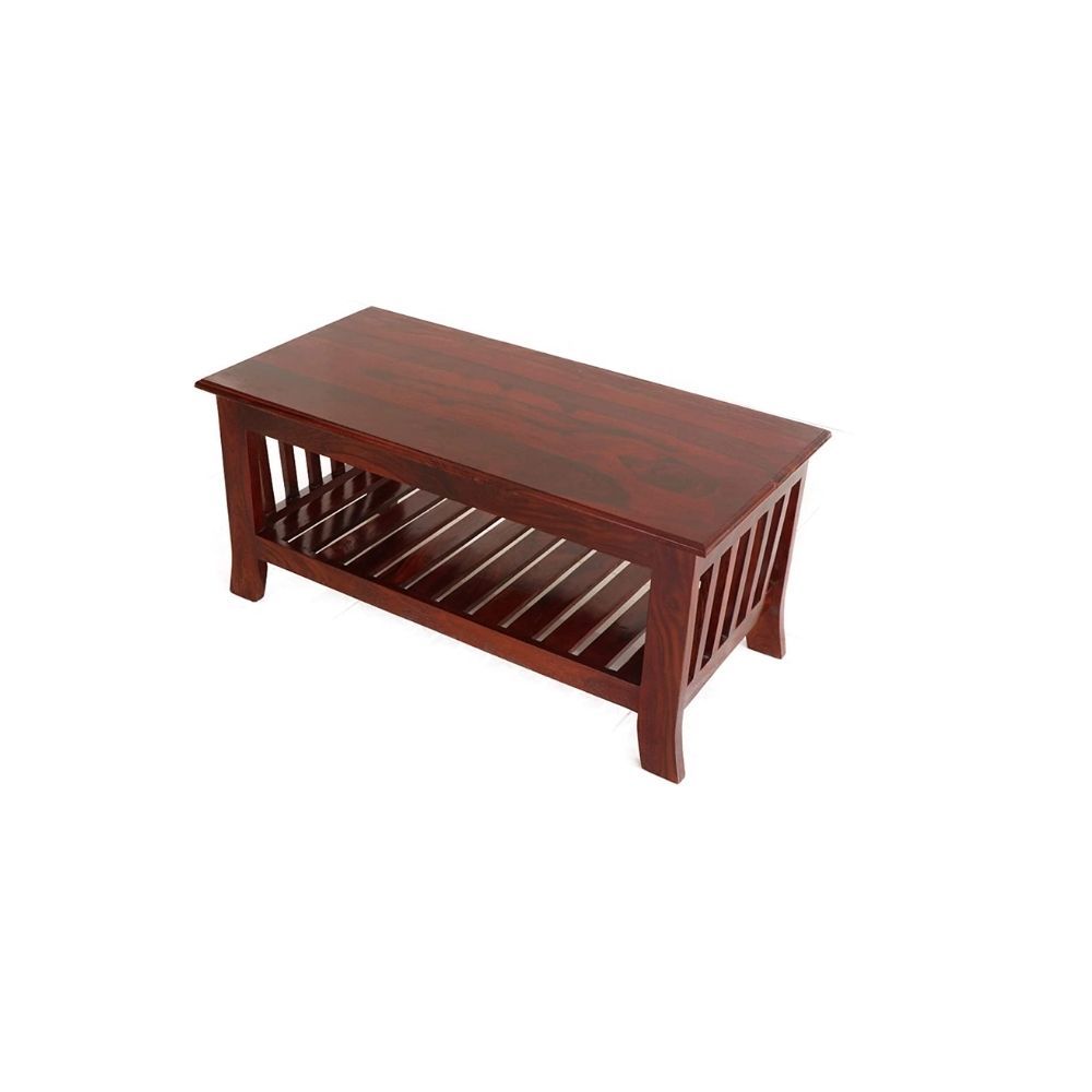 Aaram By Zebrs Modern Furniture Solid Sheesham Center Table/Coffee Table/Sidetable with Shelf Storage for Home Living Room (Mahogany)