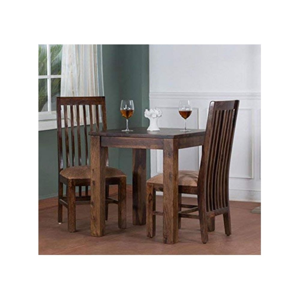 Aaram By Zebrs Modern Furniture Solid Sheesham Indian Rosewood 2 Seater Dining Table Set/Dining Table with 2 Cushion Chairs Furniture for Living Room Home Hall Hotel