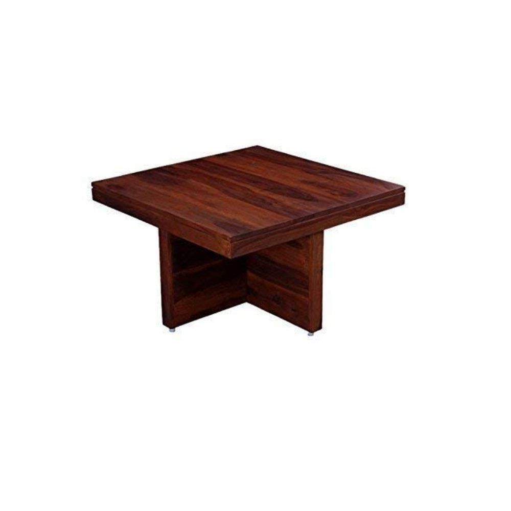 Aaram By Zebrs Modern Furniture Solid Sheesham Indian Rosewood 4 Seater Square Coffee Table Set/Center Table with 4 Stools for Home and Hotel (Natural Teak)