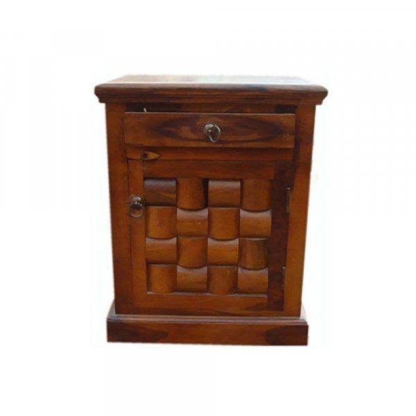 Aaram By Zebrs Modern Furniture Solid Sheesham Indian Rosewood Bedside Table with Drawer &amp; Cabinet Storage for Bedroom