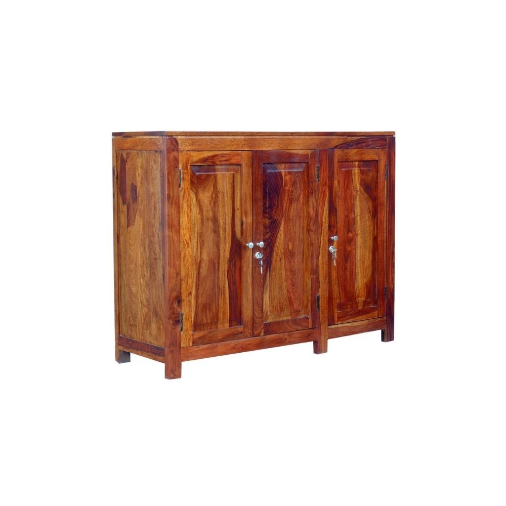 Aaram By Zebrs Modern Furniture Solid Sheesham Indian Rosewood Cabinet with 2 Cabinet Storage for Home & Hotel Living Room, (Natural Teak)