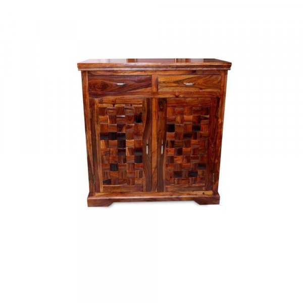 Aaram By Zebrs Modern Furniture Solid Sheesham Indian Rosewood Cabinet with Two Drawers &amp; 2 Cabinet Storage for Home &amp; Hotel Living Room, (Natural Finish)