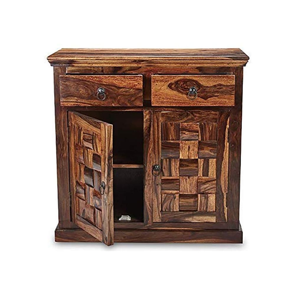 Aaram By Zebrs Modern Furniture Solid Sheesham Indian Rosewood Cabinet with Two Drawers & Two Cabinet Storage for Home,Hotel & Living Room, Cabinet,Standard Size, (Teak Finish)