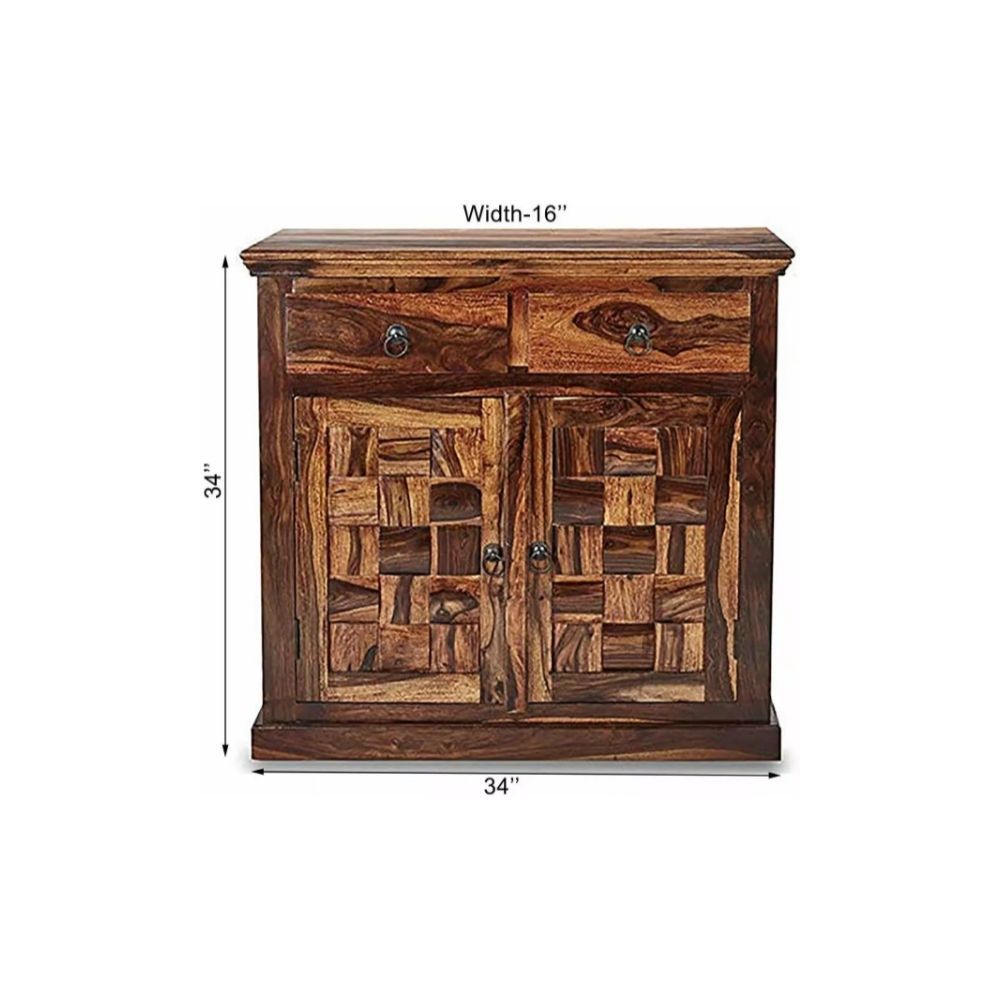 Aaram By Zebrs Modern Furniture Solid Sheesham Indian Rosewood Cabinet with Two Drawers & Two Cabinet Storage for Home,Hotel & Living Room, Cabinet,Standard Size, (Teak Finish)