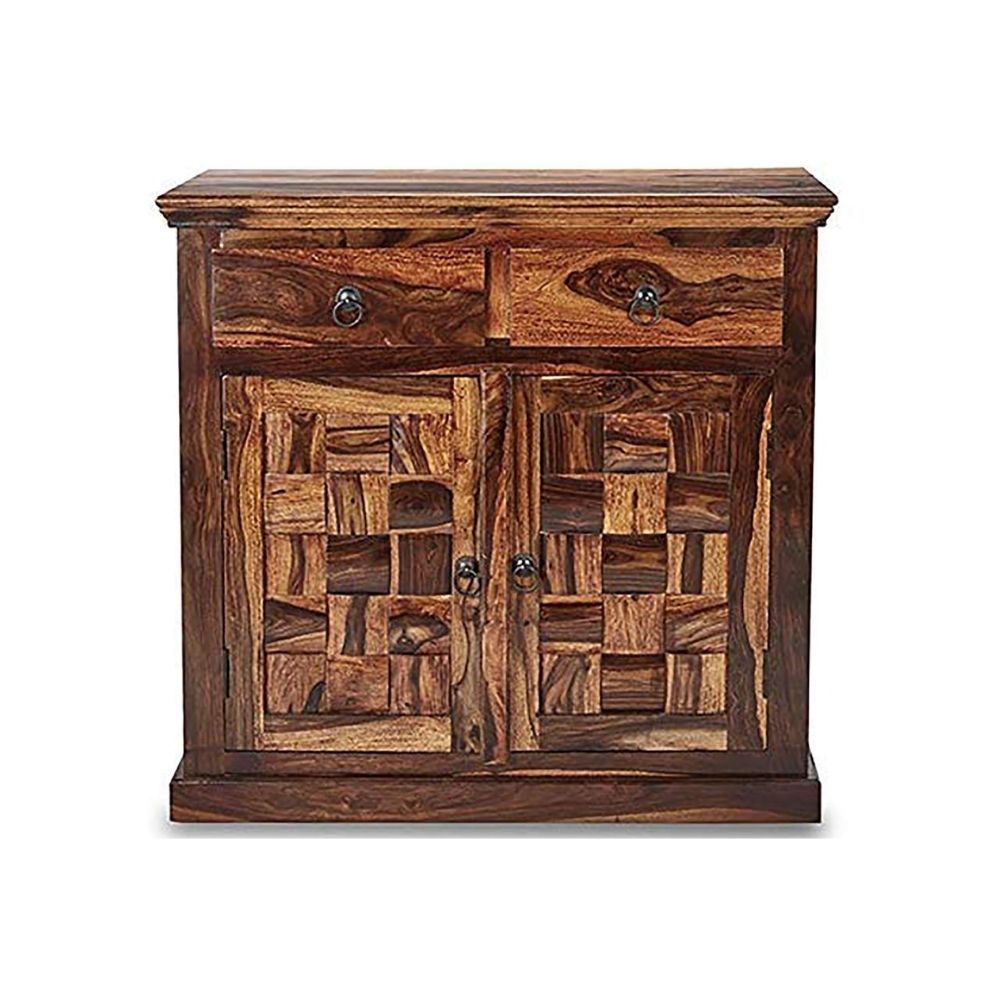 Aaram By Zebrs Modern Furniture Solid Sheesham Indian Rosewood Cabinet with Two Drawers & Two Cabinet Storage for Home,Hotel & Living Room, Cabinet,Standard Size, (Teak Finish)