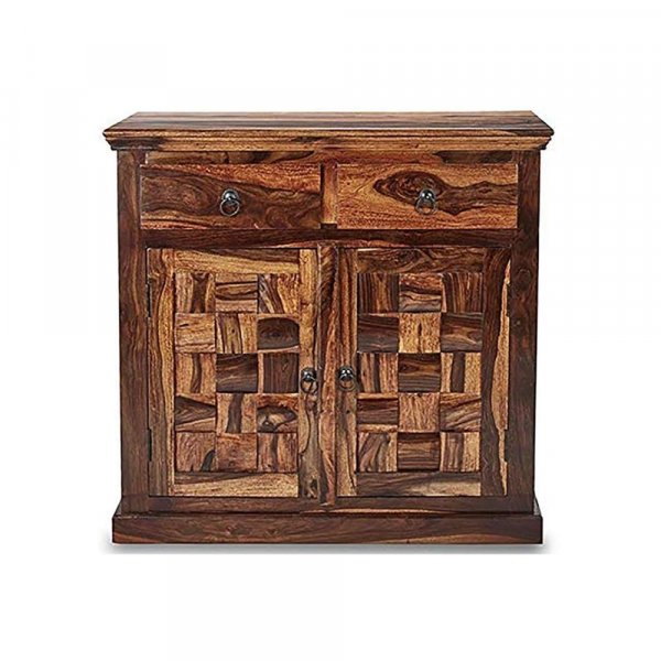 Aaram By Zebrs Modern Furniture Solid Sheesham Indian Rosewood Cabinet with Two Drawers &amp; Two Cabinet Storage for Home,Hotel &amp; Living Room, Cabinet,Standard Size, (Teak Finish)