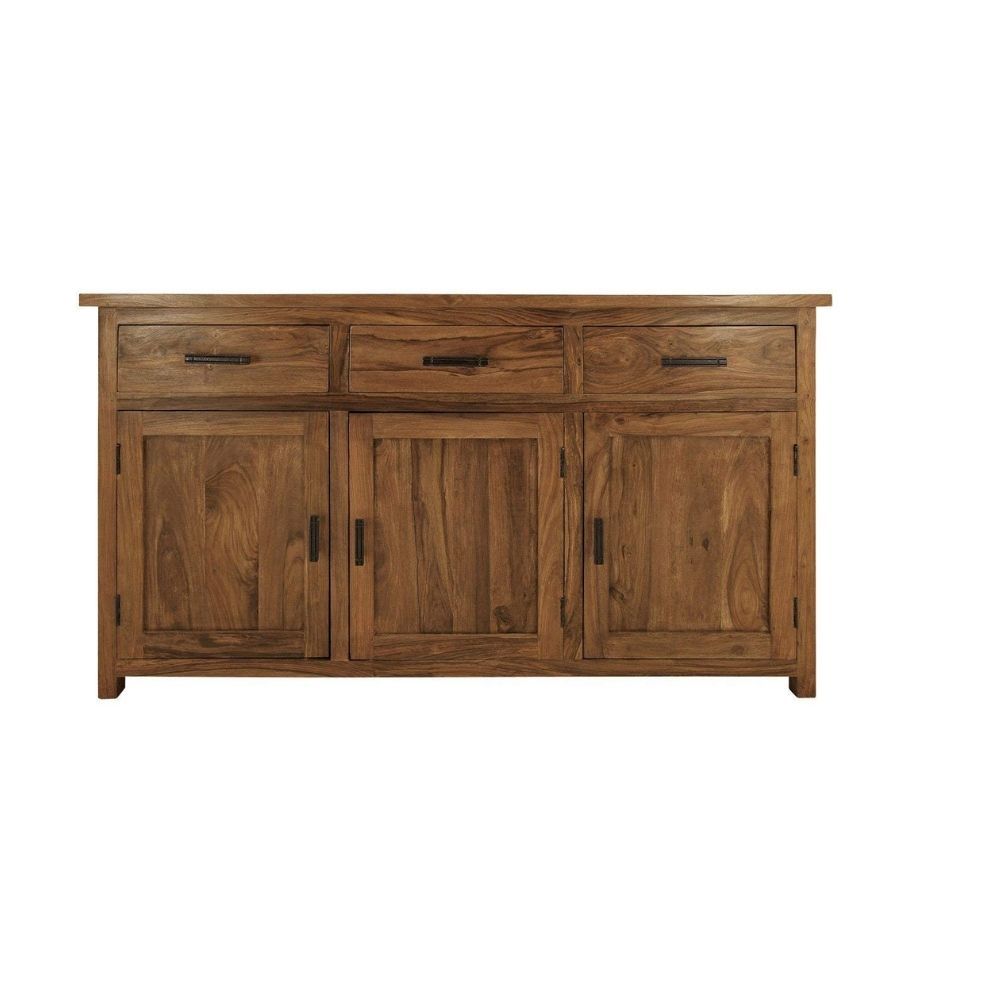 Aaram By Zebrs Modern Furniture Solid Sheesham Indian Rosewood Sideboard Cabinet with Three Drawers & Three Cabinet Storage for Home Hotel (Natural Finish)