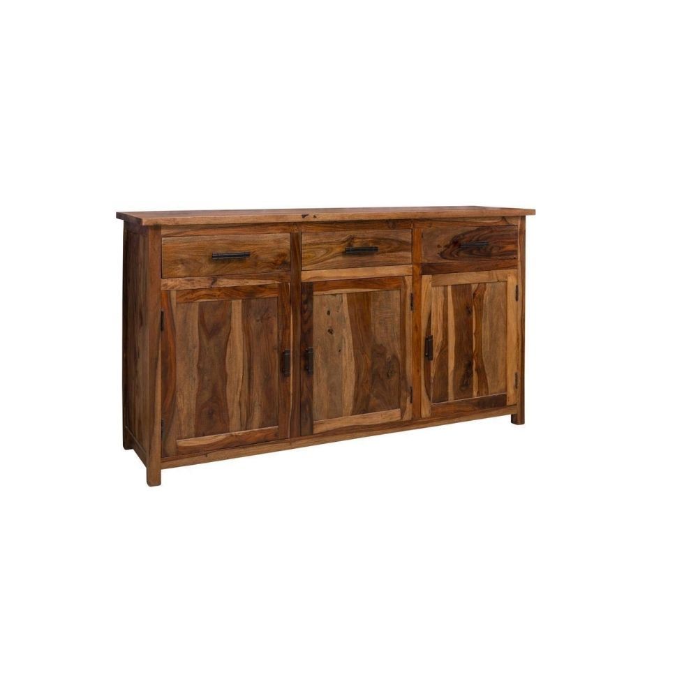 Aaram By Zebrs Modern Furniture Solid Sheesham Indian Rosewood Sideboard Cabinet with Three Drawers & Three Cabinet Storage for Home Hotel (Natural Finish)