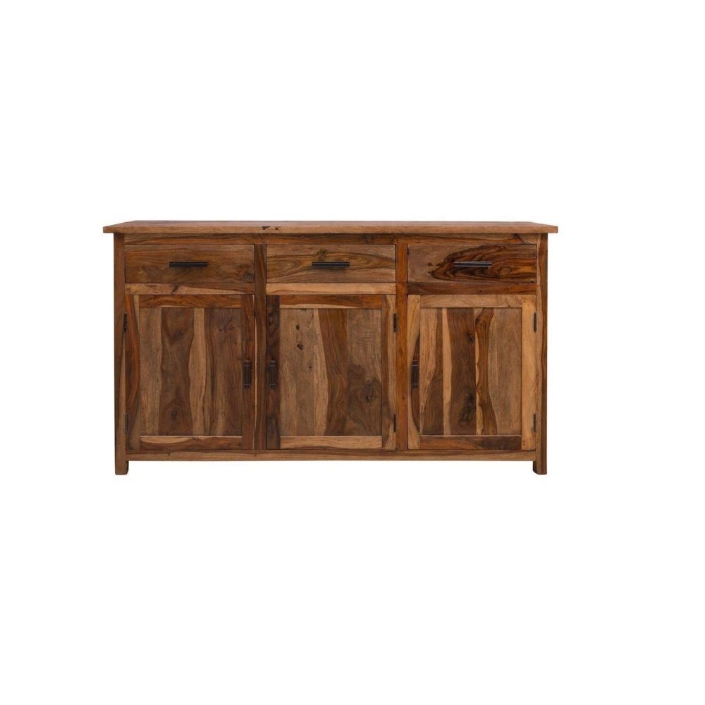 Aaram By Zebrs Modern Furniture Solid Sheesham Indian Rosewood Sideboard Cabinet with Three Drawers & Three Cabinet Storage for Home Hotel (Natural Finish)