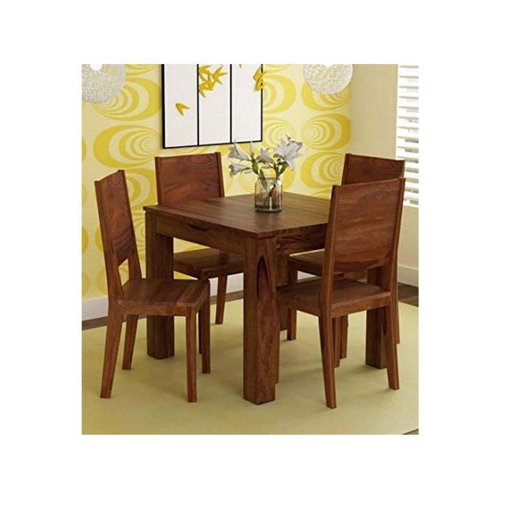 Aaram By Zebrs Modern Furniture Solid Sheesham Indian Wood 4 Seater Dining Table Set with 4 Chairs Dinner Table for Dining Room Home