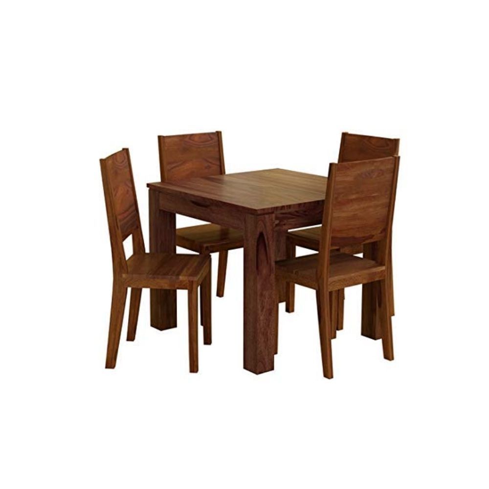 Aaram By Zebrs Modern Furniture Solid Sheesham Indian Wood 4 Seater Dining Table Set with 4 Chairs Dinner Table for Dining Room Home,Hotel and Office (Natural Teak)