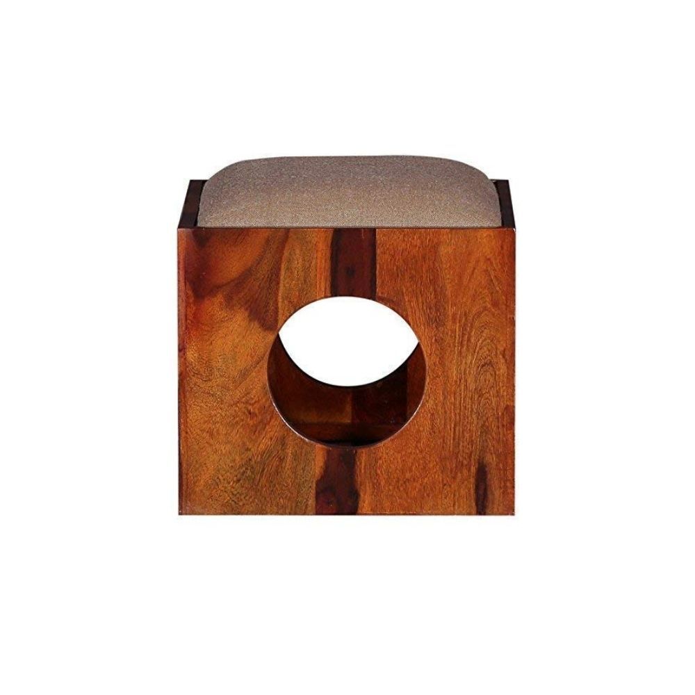 Aaram By Zebrs Modern Furniture Solid Sheesham Wood 4 Seater Coffee Table Set/Center Table with 4 Stools for Home and Hotel Living Room (Natural Teak)