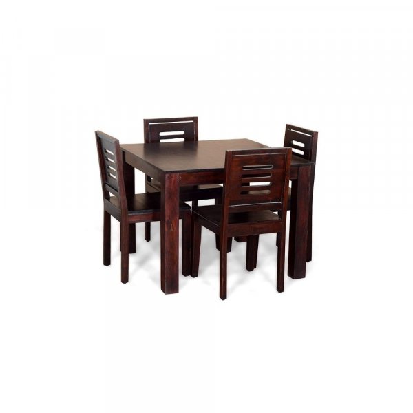 Aaram By Zebrs Modern Furniture Solid Sheesham Wood 4 Seater Dining Table Set Dining Table with 4 Chairs Dinner Table Set for Dining Room Home(Mahogany)