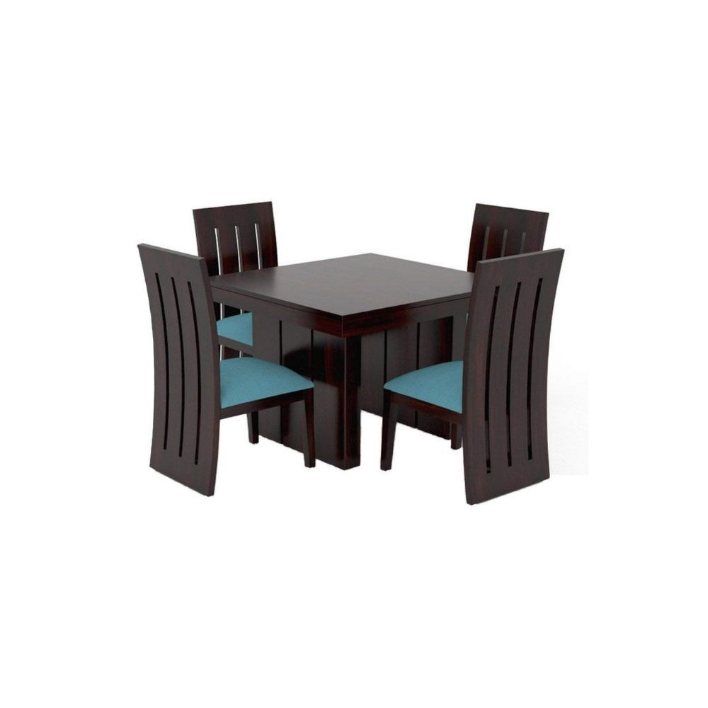 Aaram By Zebrs Modern Furniture Solid Sheesham Wood 4 Seater Dining Table Set Dining Table with 4 Cushion Chairs Dinner Table Set for Dining Room Home