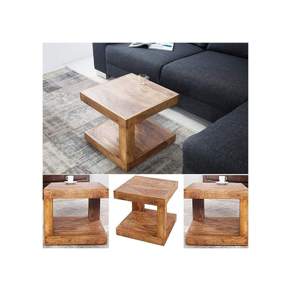 Aaram By Zebrs Modern Furniture Solid Sheesham Wood Center Coffee Table with Shelf Storage for Home Living Room (Natural Finish)