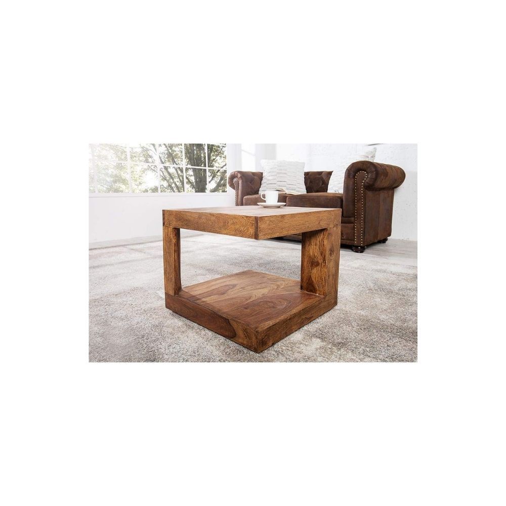 Aaram By Zebrs Modern Furniture Solid Sheesham Wood Center Coffee Table with Shelf Storage for Home Living Room (Natural Finish)