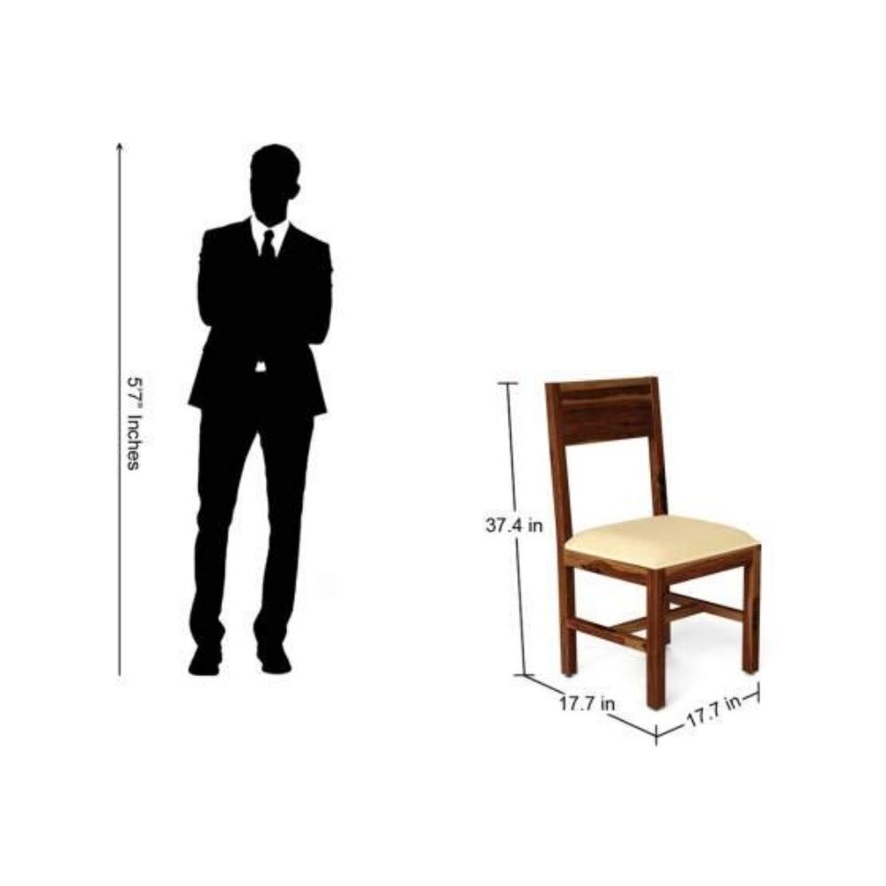 Aaram By Zebrs Modern Furniture Solid Sheesham Wood Dining Chairs, Two Wooden Dinning Chairs for Living Room and Dinner Hall |(Natural Teak)