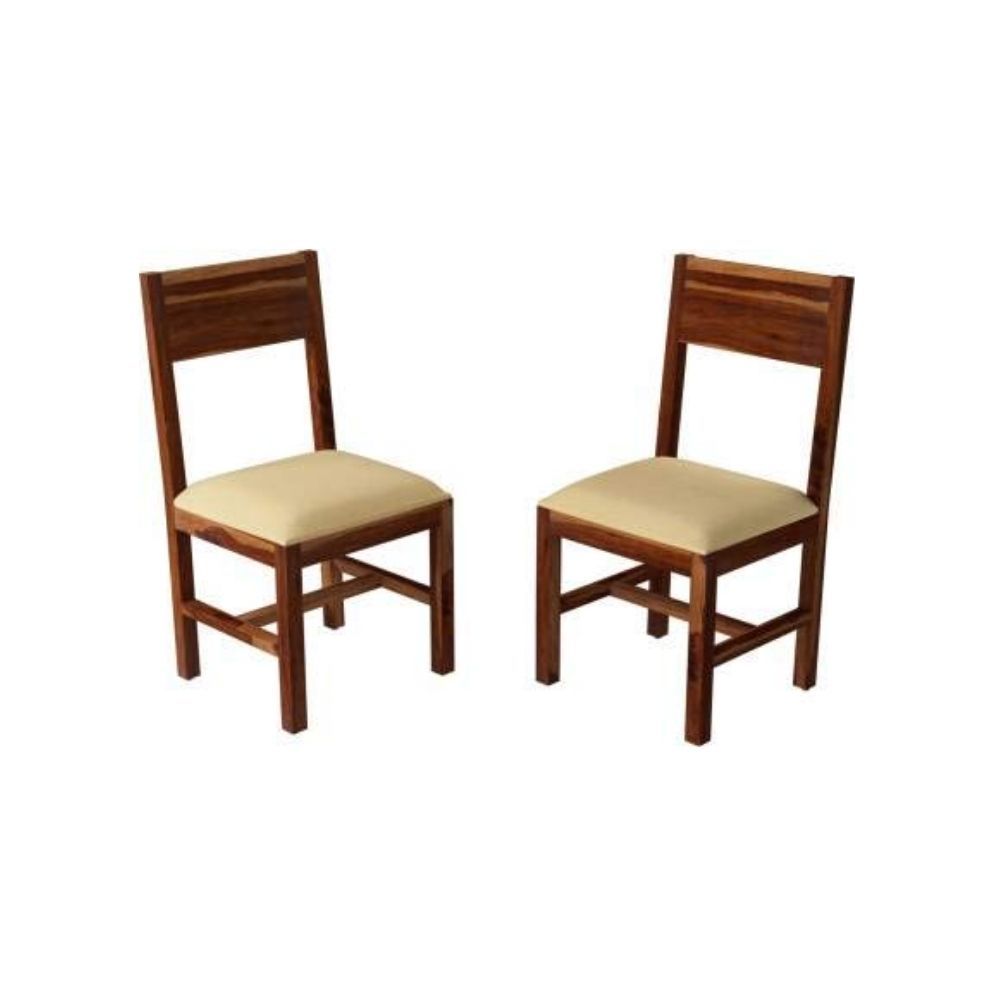 Aaram By Zebrs Modern Furniture Solid Sheesham Wood Dining Chairs, Two Wooden Dinning Chairs for Living Room and Dinner Hall |Wooden Chairs with Cushion| (Natural Teak)