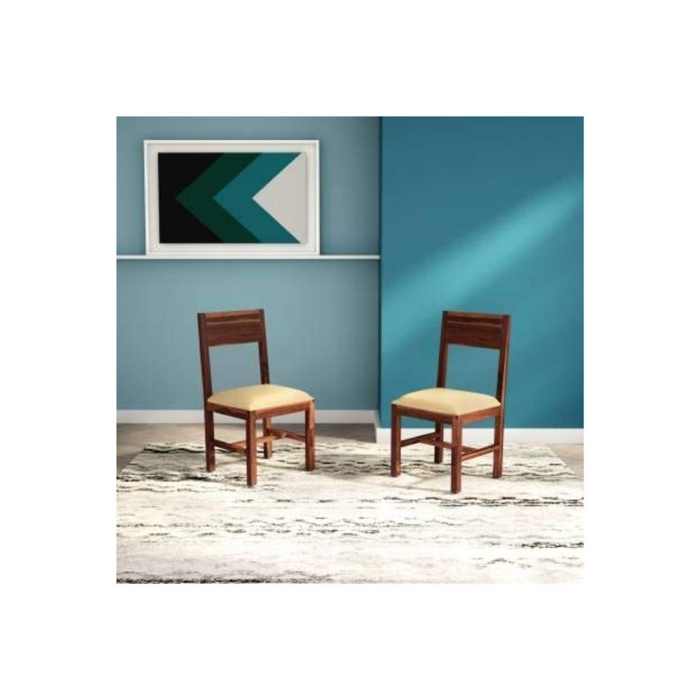 Aaram By Zebrs Modern Furniture Solid Sheesham Wood Dining Chairs, Two Wooden Dinning Chairs for Living Room and Dinner Hall |(Natural Teak)