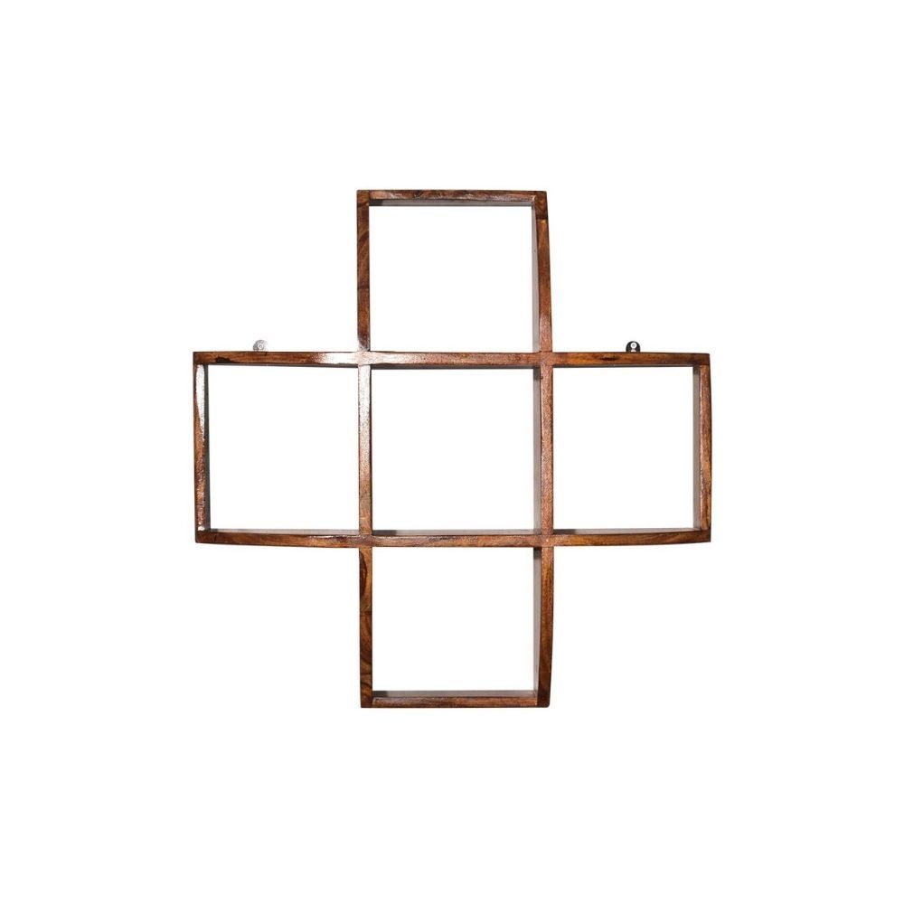 Aaram By Zebrs Modern Furniture Solid Sheesham Wood Wall Shelf | Indian Rosewood Square Wall Shelves for Home & Office Use ( Natural Teak)