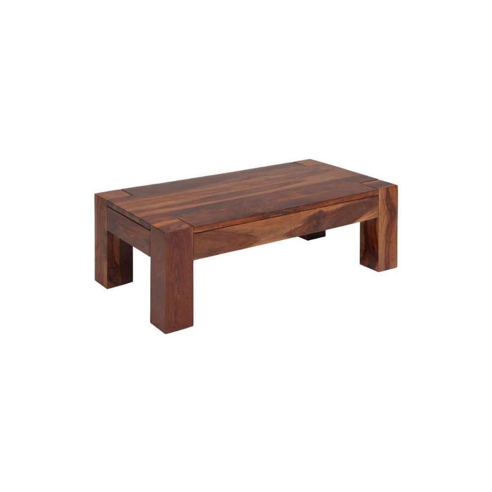 Aaram By Zebrs Modern Furniture Solid Sheesham Wooden Center Coffee Table Side Table for Living Room (Teak Finish)