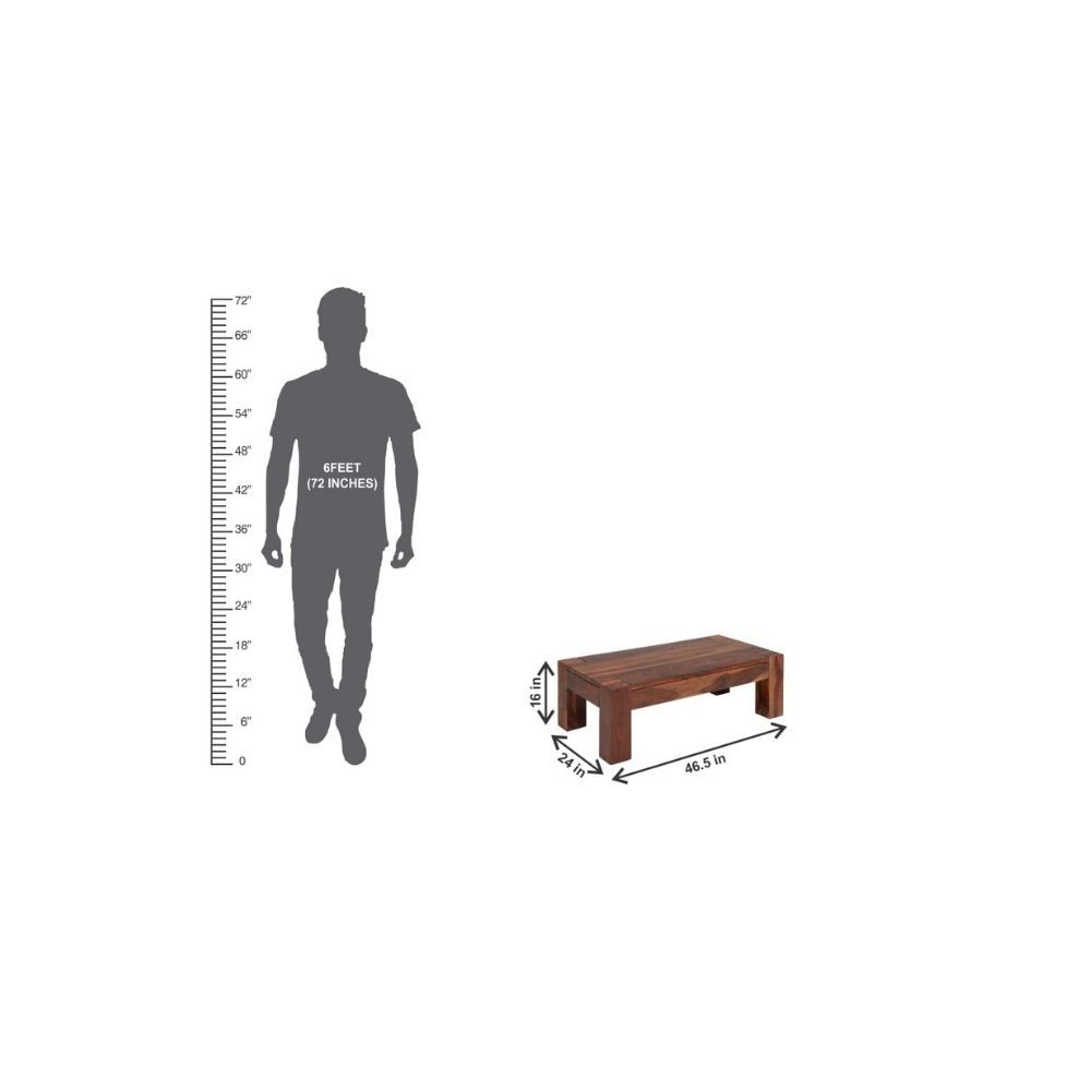 Aaram By Zebrs Modern Furniture Solid Sheesham Wooden Center Coffee Table Side Table for Living Room (Teak Finish)