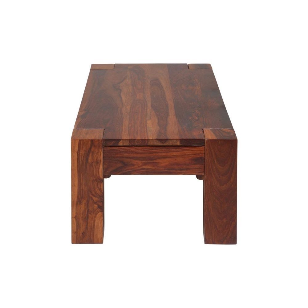 Aaram By Zebrs Modern Furniture Solid Sheesham Wooden Center Coffee Table Side Table for Living Room (Teak Finish)