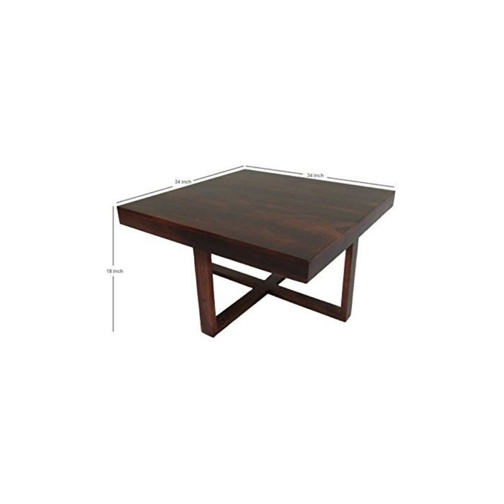 Aaram By Zebrs Modern Furniture Solid Sheesham Wooden Square Coffee Table Set | Center Table with 4 Stools, Four Seater Coffee Table Set- (Natural Teak)