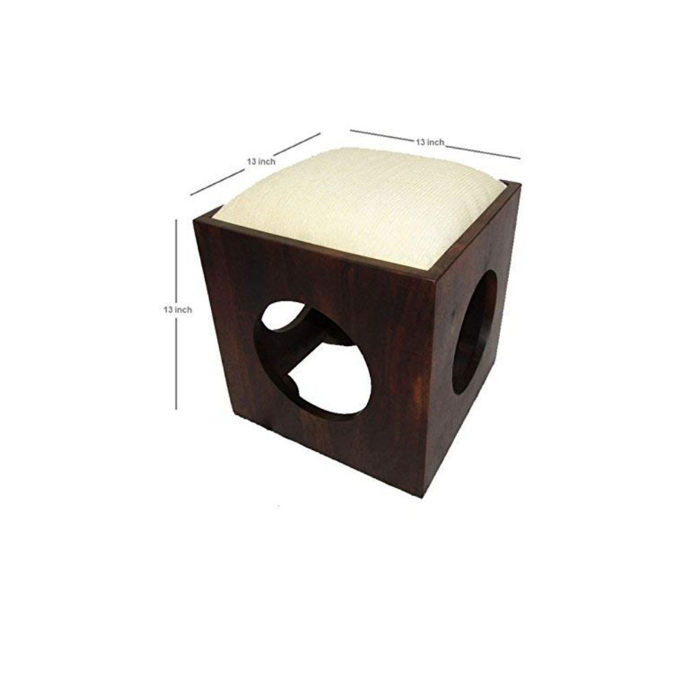 Aaram By Zebrs Modern Furniture Solid Sheesham Wooden Square Coffee Table Set | Center Table with 4 Stools, Four Seater Coffee Table Set- (Natural Teak)