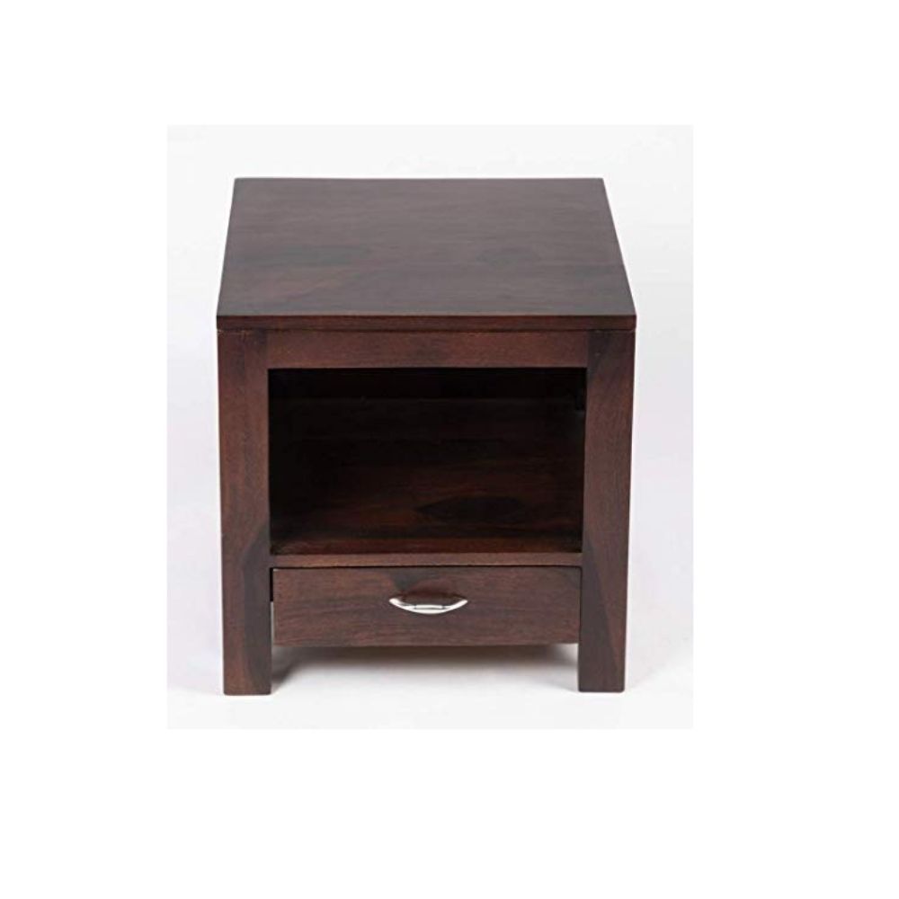 Aaram By Zebrs Modern Furniture Solid Wood Bedside Table with Drawer and Shelf Storage for Bedroom, Livingroom,Hotelroom|SideEnd Table| Color-Mahogany