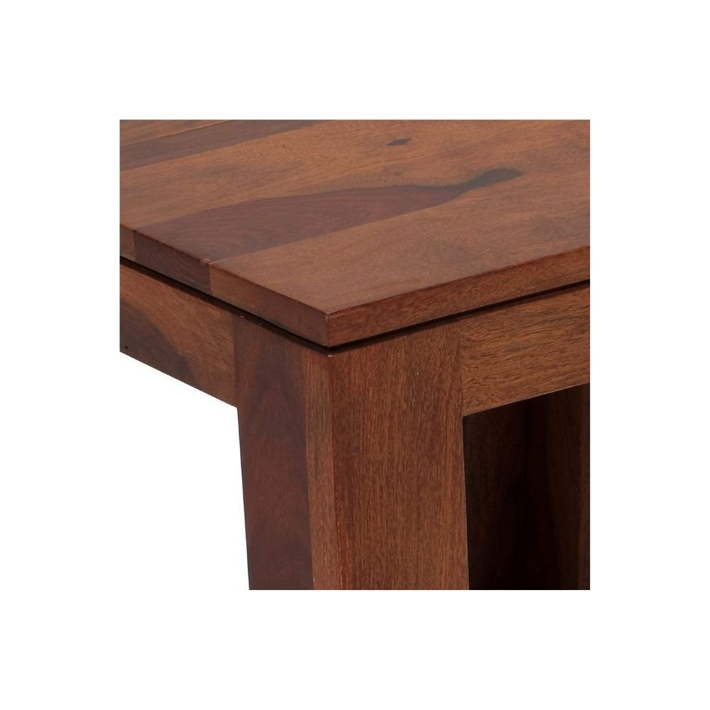 Aaram By Zebrs Modern Furniture Solid Wood Center Coffee Table/Centre Table, Tea Table with Shelf Storage (Natural Teak)