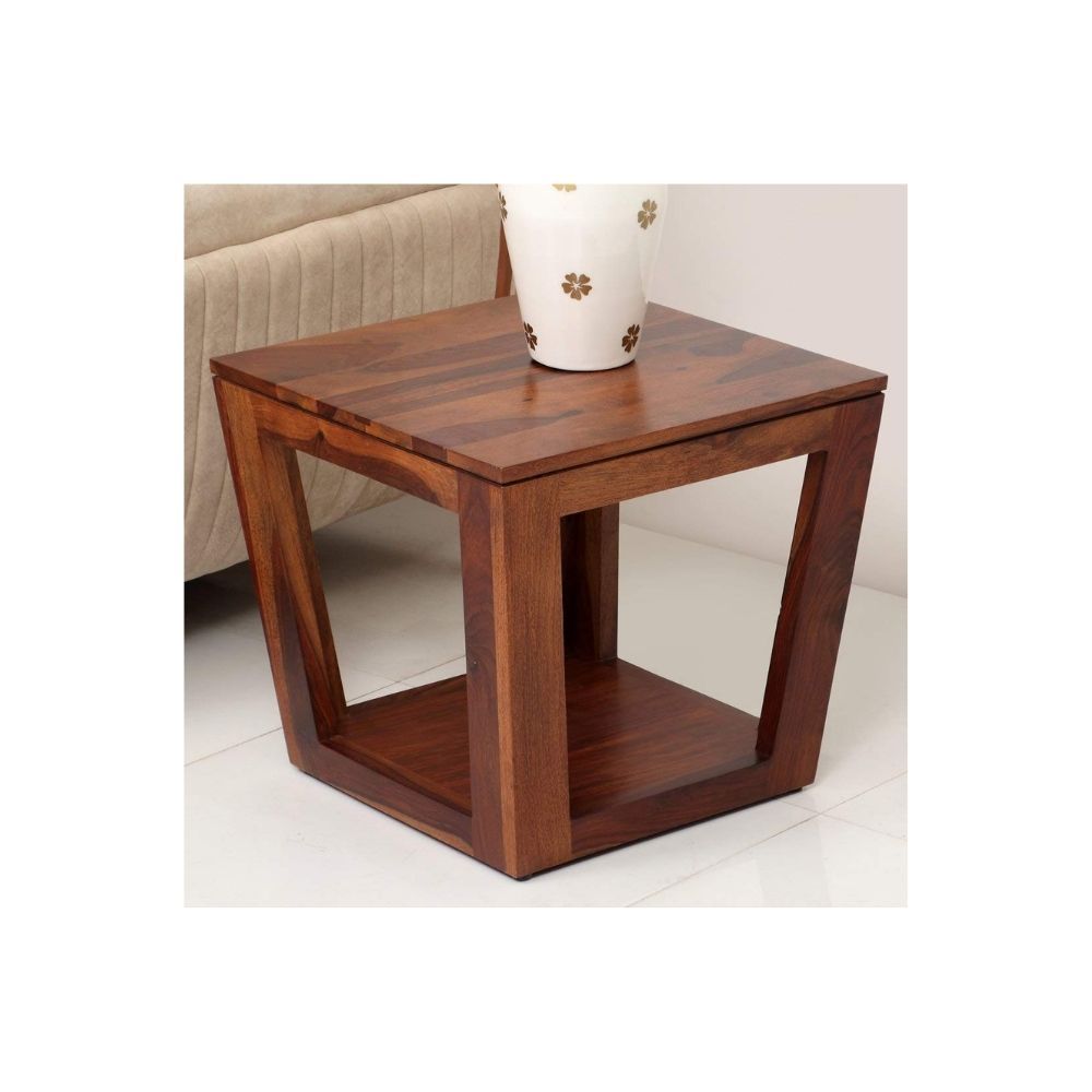 Aaram By Zebrs Modern Furniture Solid Wood Center Coffee Table/Centre Table, Tea Table with Shelf Storage (Natural Teak)
