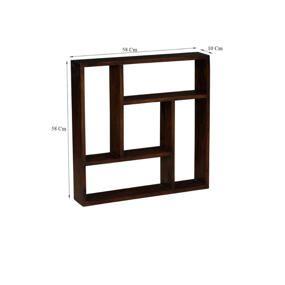 Aaram By Zebrs Modern Furniture Solid Wood Square Cut Wall Shelves | Wooden Wall Shelves for Home and Office (Brown)
