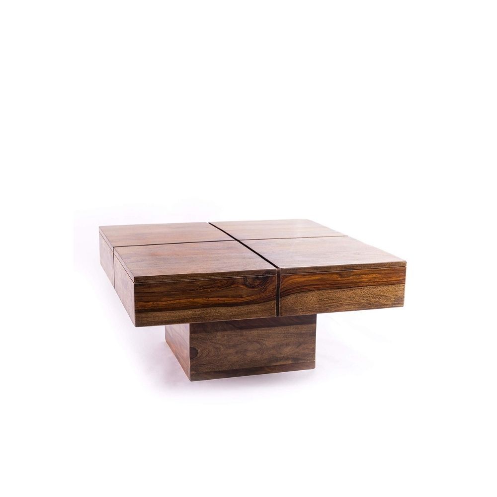 Aaram By Zebrs Modern Furniture Solid Wooden Center Table/Coffee Table/Tea Table for Home Living Room (Natural Teak)