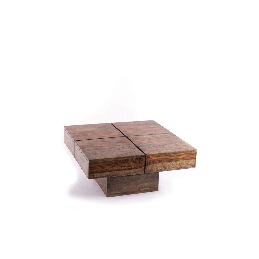 Aaram By Zebrs Modern Furniture Solid Wooden Center Table/Coffee Table/Tea Table for Home Living Room (Natural Teak)