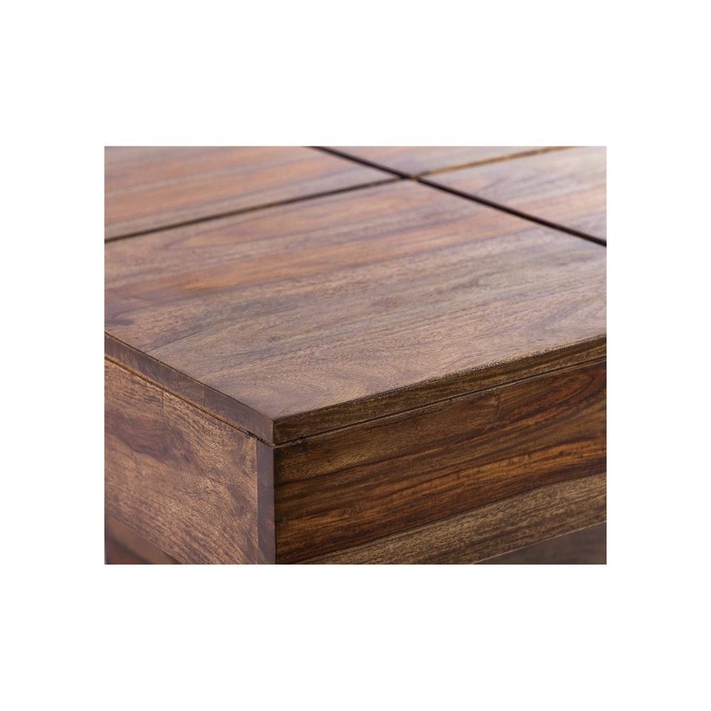 Aaram By Zebrs Modern Furniture Solid Wooden Center Table/Coffee Table/Tea Table for Home Living Room (Natural Teak)