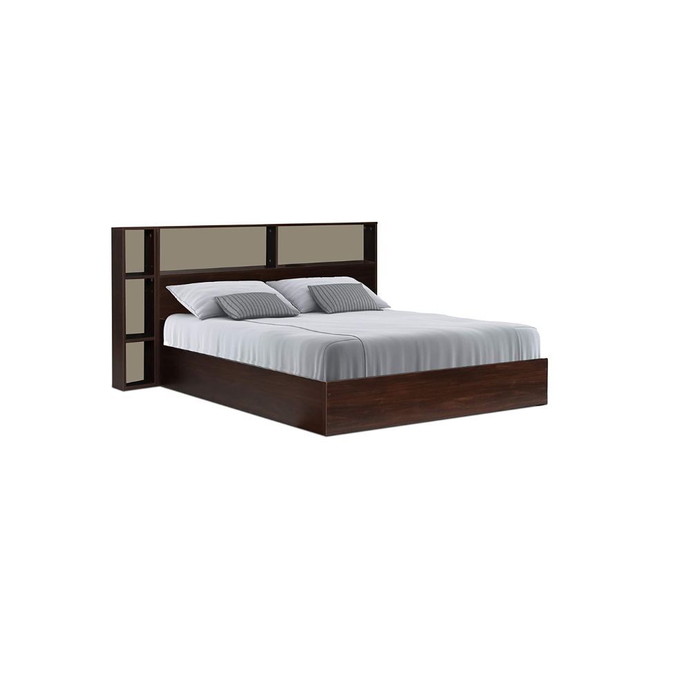 Aaram By Zebrs Opal Engineered Wood Platform Queen Bed - (Walnut)