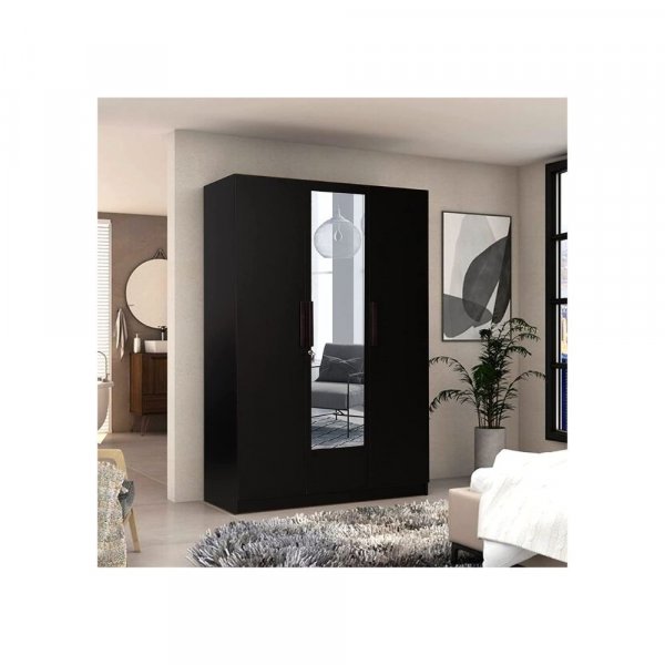 Aaram By Zebrs Ozone with Drawer Engineered Wood 3 Door Wardrobe (Finish Color - Wenge, Mirror Included)