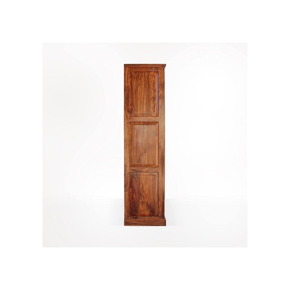 Aaram By Zebrs Platinum Wood Decor Solid Sheesham Wood Almirah/Wardrobe/Cabinet/Cupboard/Bookshelf with Four Doors with Diamond Cut Design, Pre-Assembled (Natural Honey Oak)