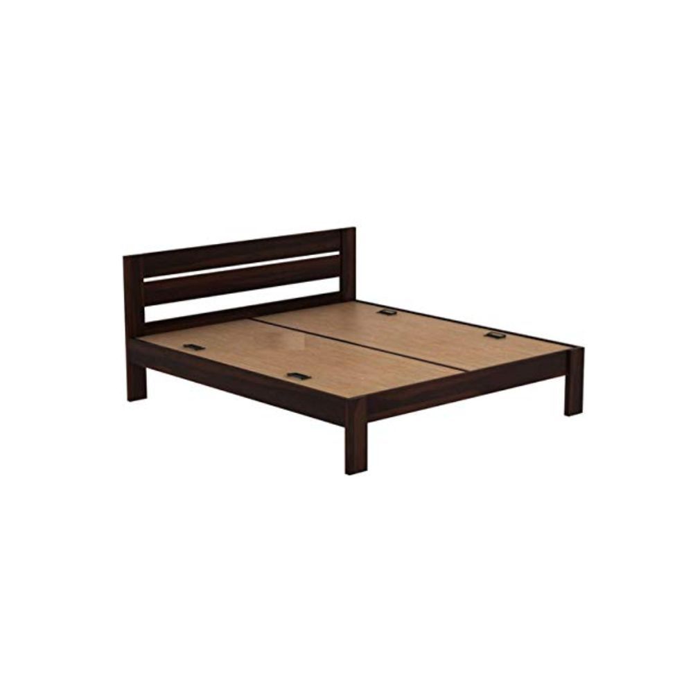 Aaram By Zebrs Queen Size Bed for Bedroom | Solid Wood Bed Without Storage | Wooden Double Beds Deewan Furniture for Bedroom | Sheesham Wood (Walnut Finish)