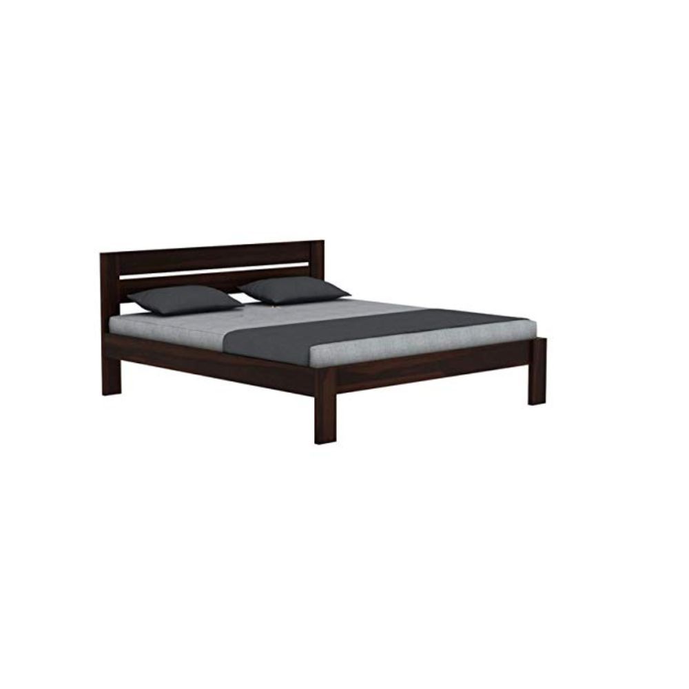 Aaram By Zebrs Queen Size Bed for Bedroom | Solid Wood Bed Without Storage | Wooden Double Beds Deewan Furniture for Bedroom | Sheesham Wood (Walnut Finish)