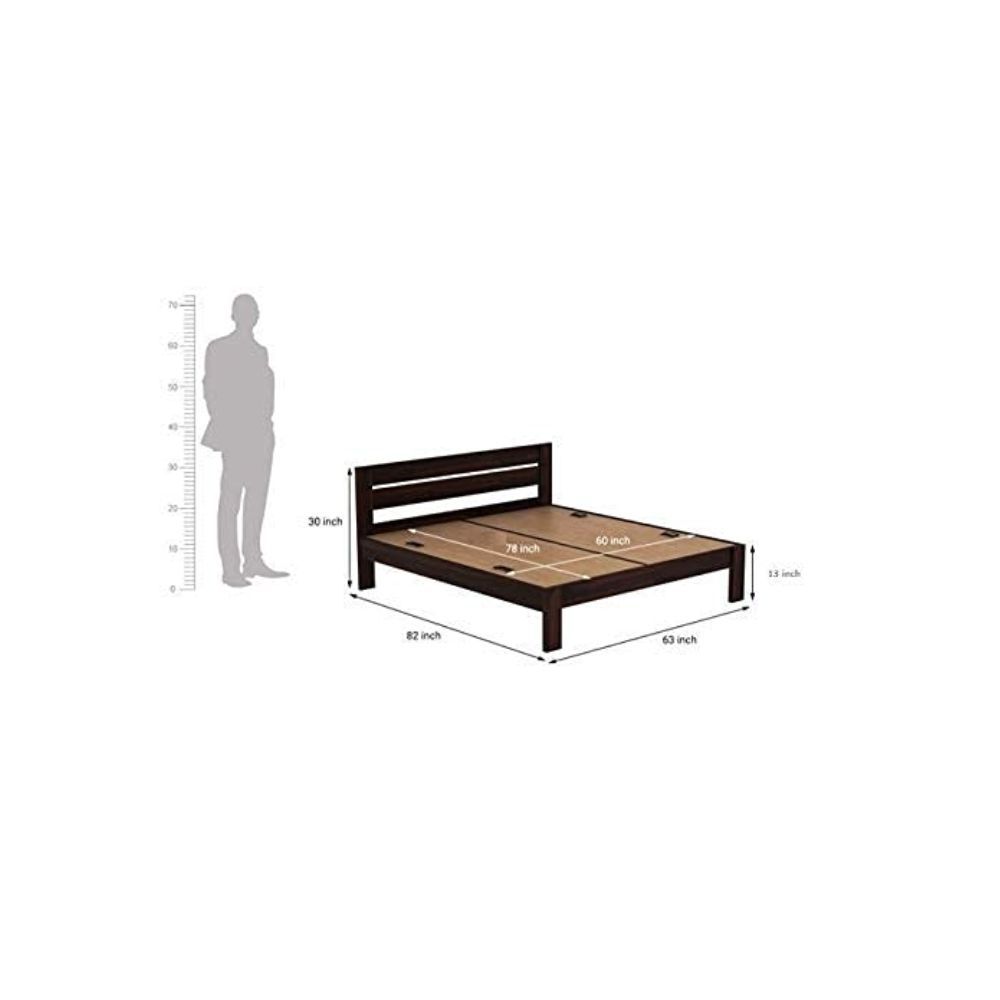 Aaram By Zebrs Queen Size Bed for Bedroom | Solid Wood Bed Without Storage | Wooden Double Beds Deewan Furniture for Bedroom | Sheesham Wood (Walnut Finish)