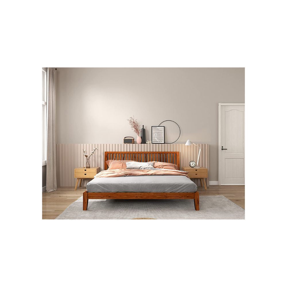 Aaram By Zebrs Queen Size Wooden Bed, Hardwood with Sturdy Construction & Easy to Assemble